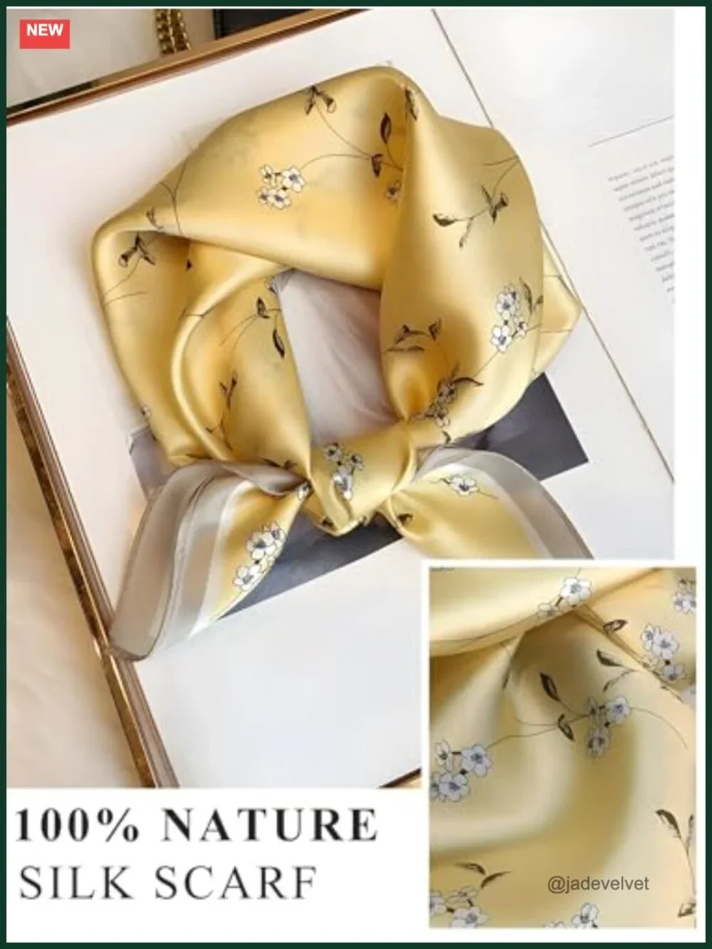 100% Mulberry Silk Square Scarf Women Lightweight Neckerchief Head Wrap 21